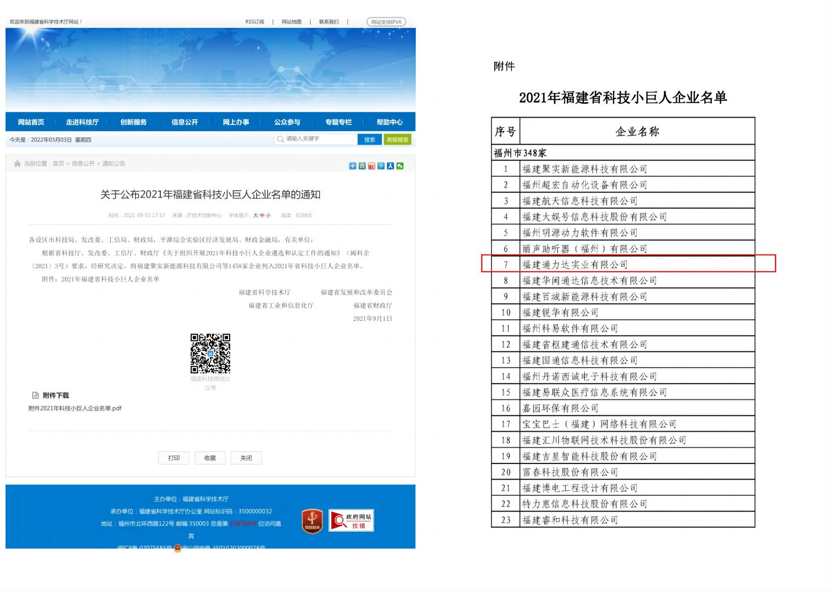 2021年福建省科技小巨人企業(yè)